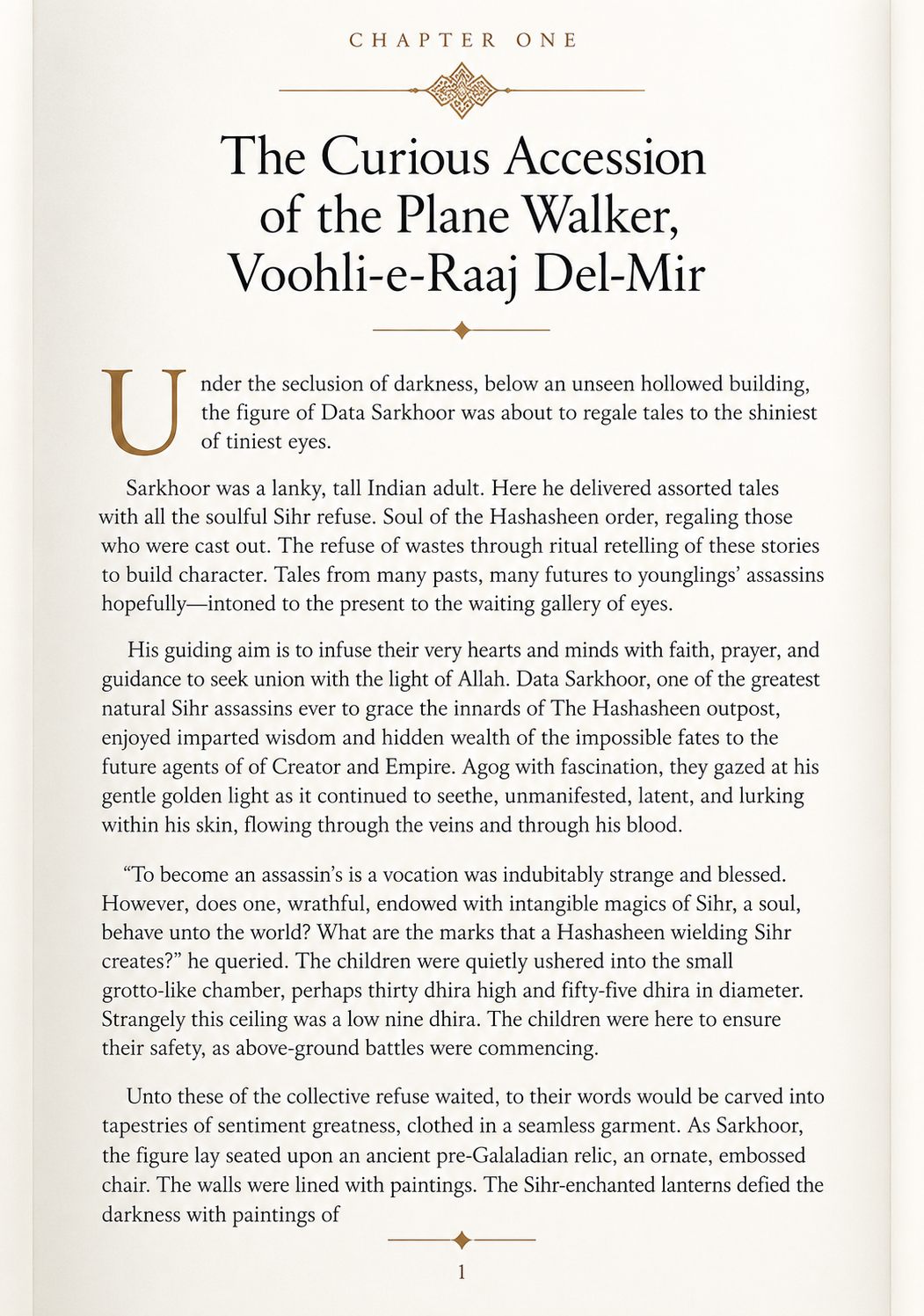 Typeset fiction book spread